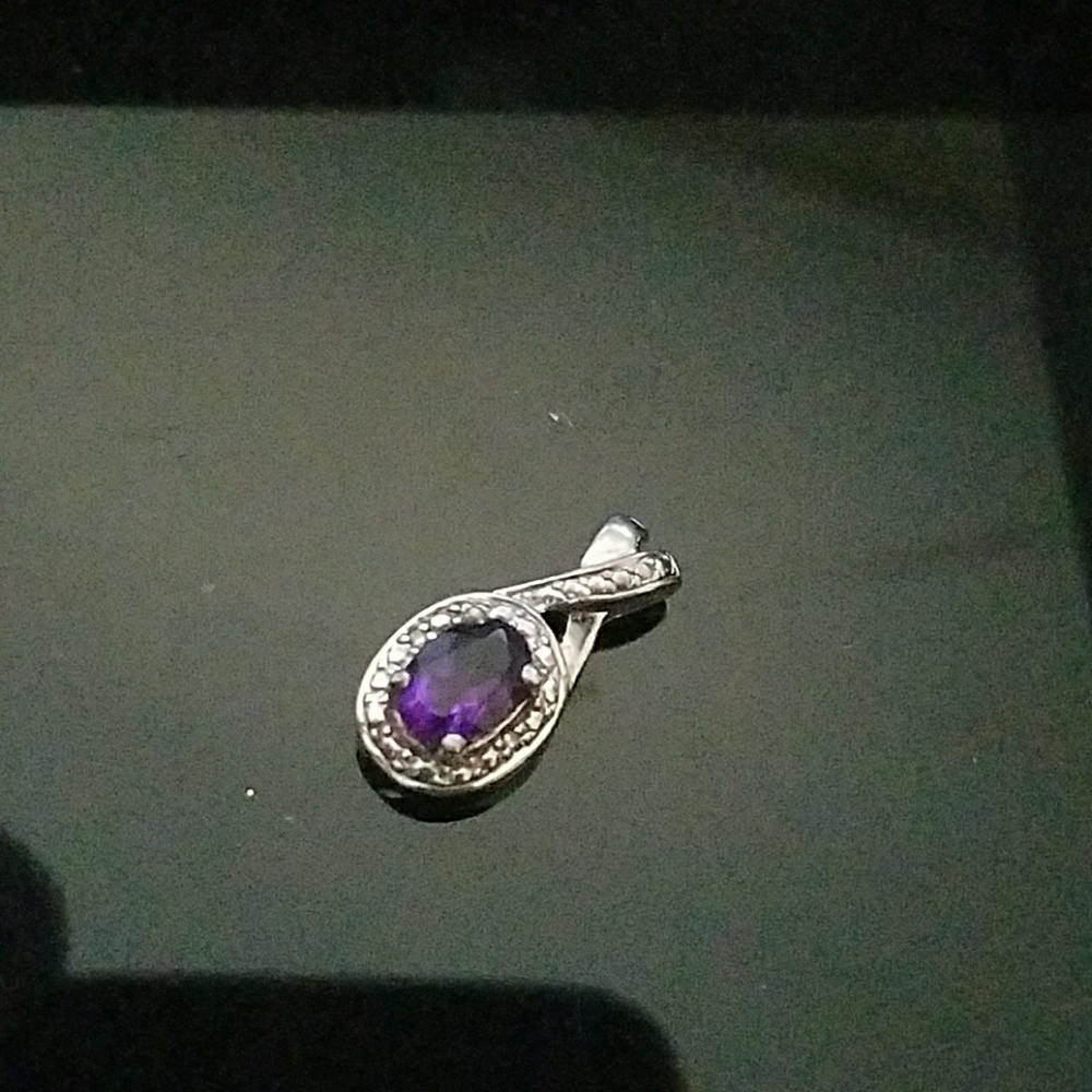 Sterling Silver Amethyst Colored Stone Pendant - image 3